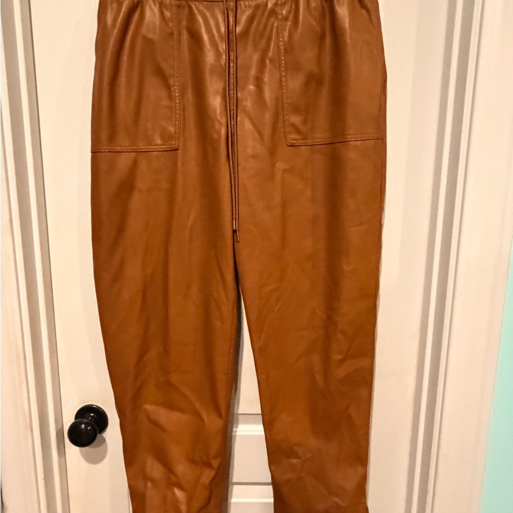 Target-A new day-Faux Leather Joggers - Cognac Brown